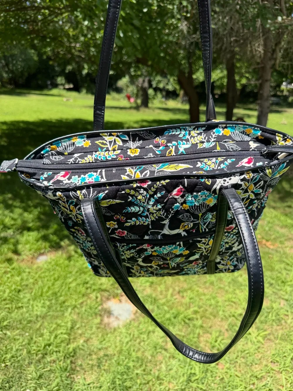 Vera Bradley Small Tote Winter Palace Faux Leather Trim Quilted Bag